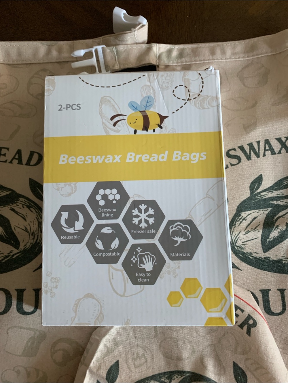 2 pack Organic Linen & Beeswax Large Sourdough Bread Bag & bowl cover NEW in Box - Picture 8 of 9